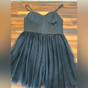 NWOT Band of Gypsies Black Tulle Tutu Mini Dress XL Spaghetti Strap Boho